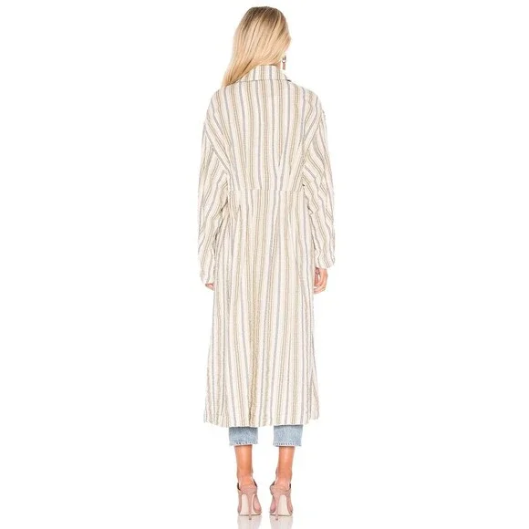 Free People Sweet Melody Natural Stripe Trench Coat In Neutral Combo Size S $280 - Picture 7 of 9